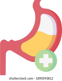 Ilustración vectorial del estomago humano y del sistema gastrointestinal aislada en fondo blanco
