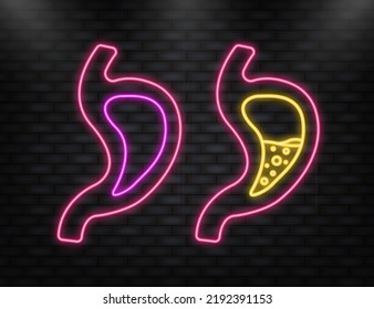 Human stomach. Healthy and unhealthy. Digestive system anatomy. Vector stock illustration.