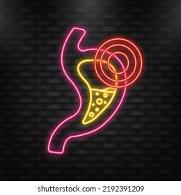 Human stomach. Healthy and unhealthy. Digestive system anatomy. Vector stock illustration.