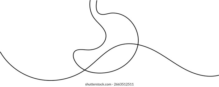 Menschlicher Magen Symbol durchgehende einzeilige Zeichnung für Anatomie und medizinische Design Konzepte