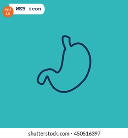  Human stomach icon flat.
