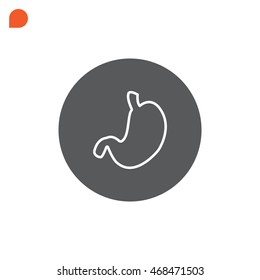  Human stomach icon flat.