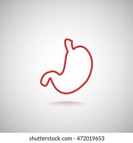  Human stomach icon flat.