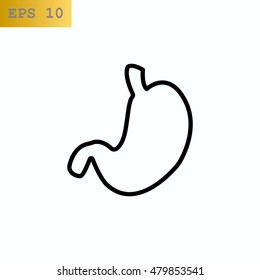  Human stomach icon flat.