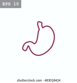  Human stomach icon flat.