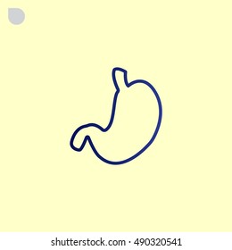  Human stomach icon flat.