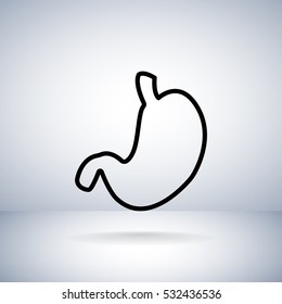  Human stomach icon flat.