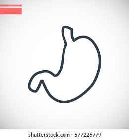  Human stomach icon flat.