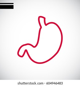  Human stomach icon flat.