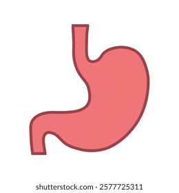 Human Stomach icon flat style. Internal organ, human gastrointestinal tract. Stomach pain and heartburn symbol. Digestive disease. Gastritis and acid reflux concept. Vector illustration isolated.