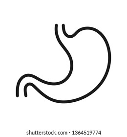 Human Stomach. Icon Of Human Stomach In Outline Style Over White Background. Vector Illustration