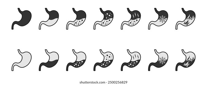 human stomach icon set vector illustration isolated on white background.