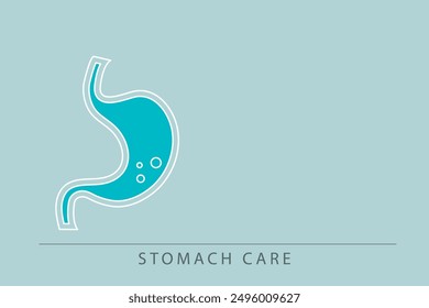 Human stomach medical background with soft colors. Creative stomach icon isolated on blue background. Vector template for design and creative ideas. EPS 10 