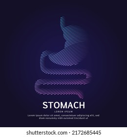 Human stomach medical structure. Creative simple line art Vector logo stomach silhouette on a dark background. stomach care logo vector template suitable for organization, company or community. EPS 10