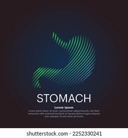 Human stomach medical structure. Creative simple line art Vector logo stomach silhouette on a dark background. stomach care logo vector design. EPS 10