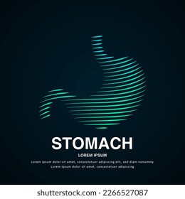 Human stomach medical structure. Creative Vector logo stomach color silhouette on a dark background. EPS 10