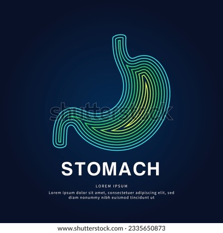 Human stomach medical structure. Creative simple line art Vector logo stomach silhouette on a dark background. stomach care logo vector template. EPS 10