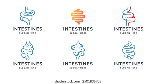 Human stomach medical structure icon set. simple line art stomach Vector logotype illustration on white background.