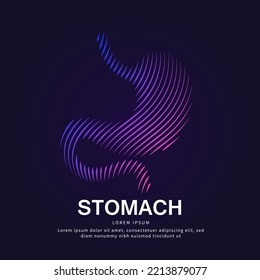 Human stomach medical structure. simple line art stomach Vector logotype illustration on dark background. stomach care logo vector template suitable for organization, company, or community. EPS 10