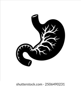 Human stomach organ icon silhouette vector illustration design on white background.