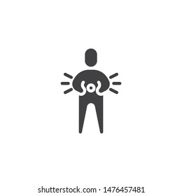 Human stomach pain vector icon. filled flat sign for mobile concept and web design. Chronic gastritis glyph icon. Symbol, logo illustration. Vector graphics