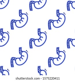 Human Stomach - Sketchy Image. Medical seamless vector pattern on a white background.