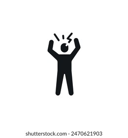 Human stressed simple glyph icon. Vector solid isolated black illustration.