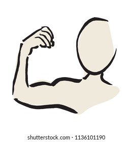 human with strong arm isolated on white background. Vector Illustration.