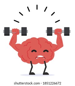 Human Strong brain lifting dumbbells vector