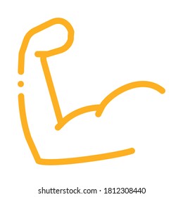 Vector de iconos musculares fuertes humanos. Esbozar Signo Muscular Humano Fuerte. Ilustración de símbolo de contorno aislado