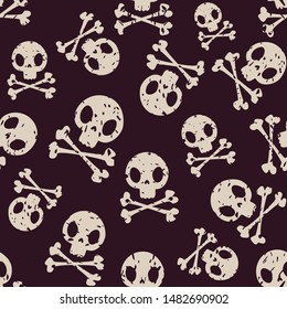 Human stylized skull  bones. Great for label, print, packaging, fabric. Modern halloween design for the fabric.