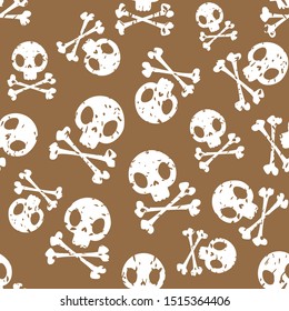 Human stylized skull  bones. Great for label, print, packaging, fabric. Modern halloween design for the fabric.