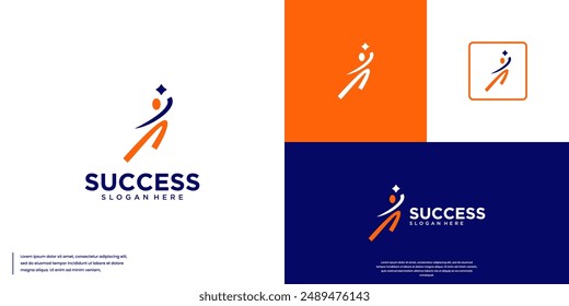human success logo, achievement, character, logo design vector.