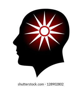 Human with sun sign. Illustration on white background for creative design