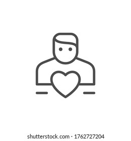 Human support line outline icon