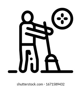 Human Sweeping Icon Vector. Outline Human Sweeping Sign. Isolated Contour Symbol Illustration