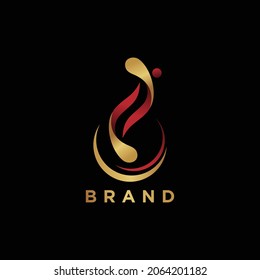 Human symbol logo with the concept of freedom with golden and maroon gradient colors