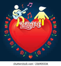 Human Symbol Love Story Concept : Music, Guitar 