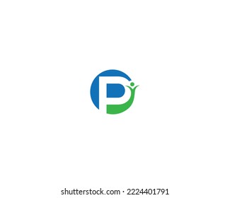 Human Symbol P Letter Logo Design Creative Modern Vector Template.