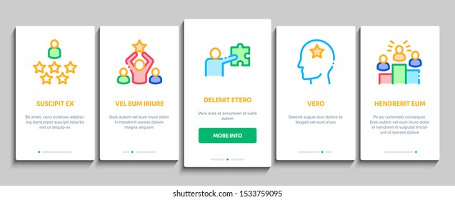 Human Talent Onboarding Mobile App Page Screen Vector Thin Line. Idea And Target, Diamond And Star, Signer, Speaker And Actor Talent Concept Linear Pictograms. Contour Illustrations