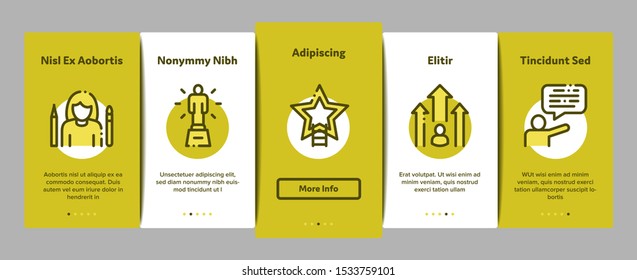 Human Talent Onboarding Mobile App Page Screen Vector Thin Line. Idea And Target, Diamond And Star, Signer, Speaker And Actor Talent Concept Linear Pictograms. Contour Illustrations