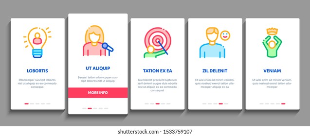 Human Talent Onboarding Mobile App Page Screen Vector Thin Line. Idea And Target, Diamond And Star, Signer, Speaker And Actor Talent Concept Linear Pictograms. Contour Illustrations