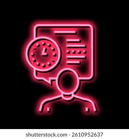 human talk about task time scheduling neon light sign vector. human talk about task time scheduling sign. isolated symbol illustration