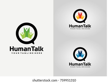 Human Talk Logo Template Design. Creative Vector Emblem for Icon or Design Concept