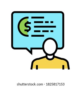 human talking about money color icon vector. human talking about money sign. isolated symbol illustration