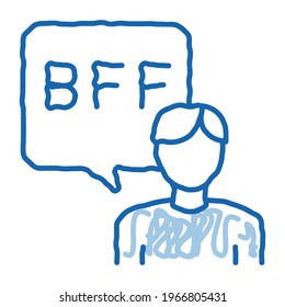 Human Talking Bff Sketch Symbol Vektorgrafik. Handgezeichnete blaue Linie Kunst Human Talking Bff Zeichen. einzelne Symbolillustration