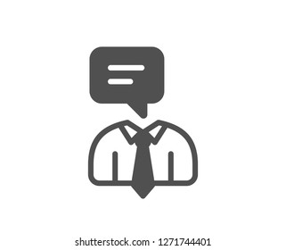 Human talking icon. Conversation sign. Communication speech bubble symbol. Quality design element. Classic style icon. Vector