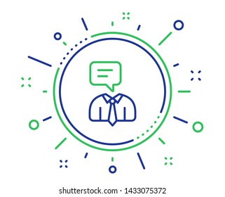 Human talking line icon. Conversation sign. Communication speech bubble symbol. Quality design elements. Technology support service button. Editable stroke. Vector
