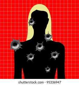 human target with bullet holes