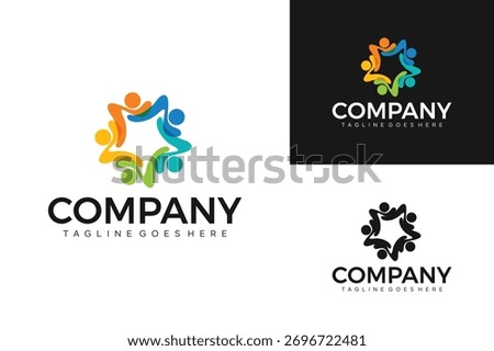 Human teamwork, communication, connection logo gradient colorful logo design vector